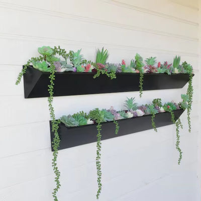 Planta de pared de madera larga cuadrada para exhibición de suculentas modernas en jardines interiores al aire libre