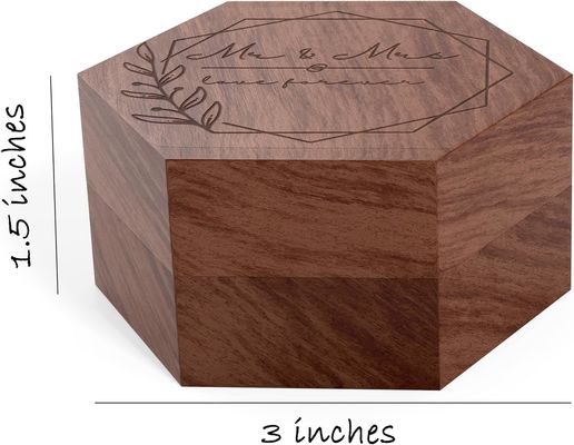 Paquete de regalo de madera maciza con logotipo caja de anillo de madera para anillo de compromiso
