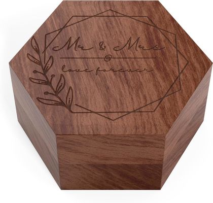 Paquete de regalo de madera maciza con logotipo caja de anillo de madera para anillo de compromiso