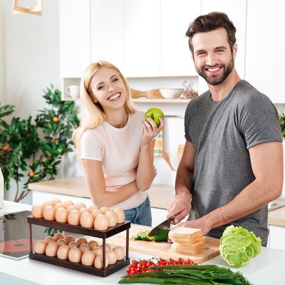 Organización de la cocina Aplicación para el hogar bandeja de huevo de madera de doble capa con logotipo personalizado
