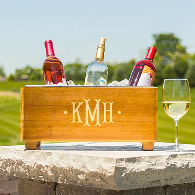 Logotipo personalizado Champaña Cooler Bucket para Aniversario Regalo de madera Diseño personalizado