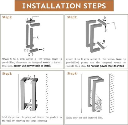 Estante de toallas de madera montado en la pared de pinos decorativos para el organizador de toallas enrolladas del baño