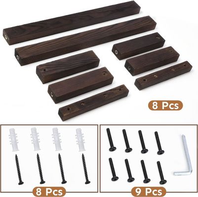 Estante de toallas de madera montado en la pared de pinos decorativos para el organizador de toallas enrolladas del baño