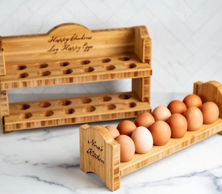Cubierta de huevos de madera rústica de bambú ecológica para quemar en la nevera o a pedido personalizado
