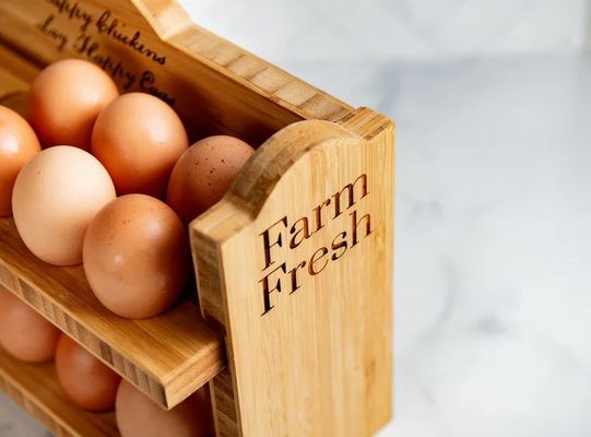 Cubierta de huevos de madera rústica de bambú ecológica para quemar en la nevera o a pedido personalizado