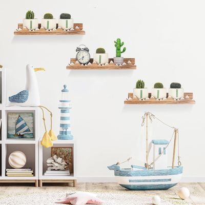 Logotipo personalizado montado en la pared rústico 3 pcs montaña de nieve estanterías flotantes para guardería