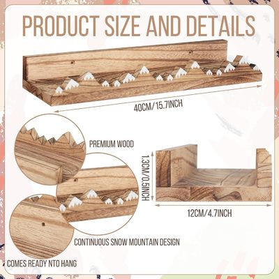Logotipo personalizado montado en la pared rústico 3 pcs montaña de nieve estanterías flotantes para guardería