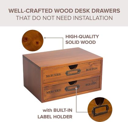 Organice sus suministros de oficina con estilo con una caja de almacenamiento de madera rústica y 4 cajones