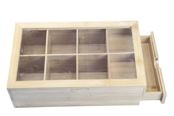 Capa de acrílico visible hecha a mano Envasado de caja de té Madera Una adición única a su cocina