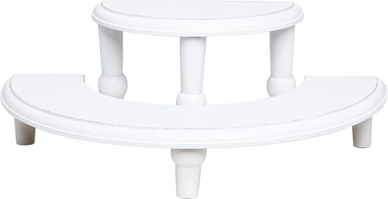 Exhibición de postres de media luna Stand 2 niveles de madera para colecciones de exhibición