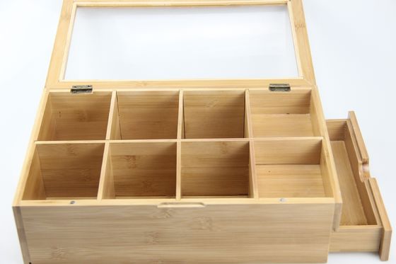 Capa de acrílico visible hecha a mano Envasado de caja de té Madera Una adición única a su cocina
