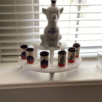 Exhibición de postres de media luna Stand 2 niveles de madera para colecciones de exhibición