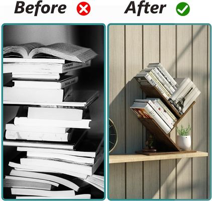 Tipo de instalación de estanterías Tipo de pie para libros Revistas CD Estantes de almacenamiento de madera