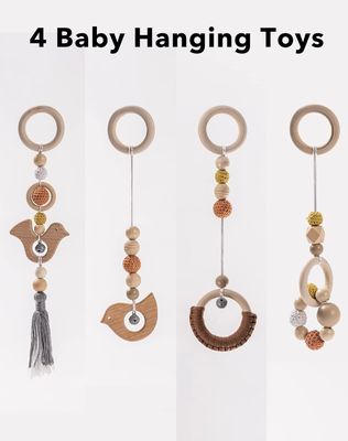 2407Frame Actividad Gimnasio Bar colgante juguetes para bebés gimnasio de madera para bebés con 4 juguetes en su color