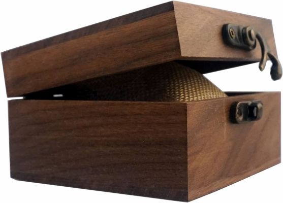 Rectángulo de alto brillo Artesanía de madera de nuez joyería Reloj de madera caja de regalo con logotipo personalizado