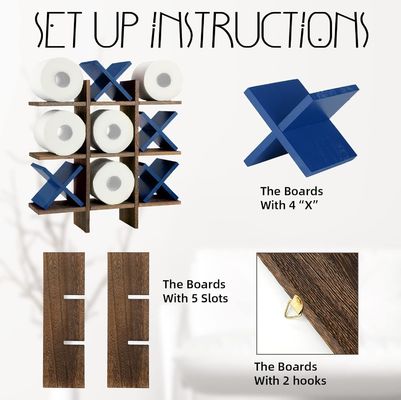 Portador de rodillos de baño de madera detrás de las puertas/en las paredes