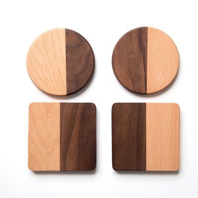 Decoración de alfombras redondas para tazas de café 10X0.9cm Costas de madera de acacia con impresión avanzada