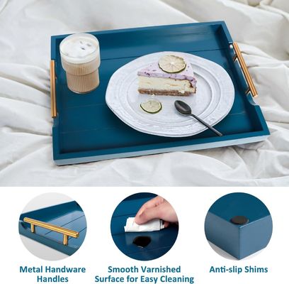 bandeja de madera de inyección de color simple o bandeja otomano personalizado grande con 4 coasters