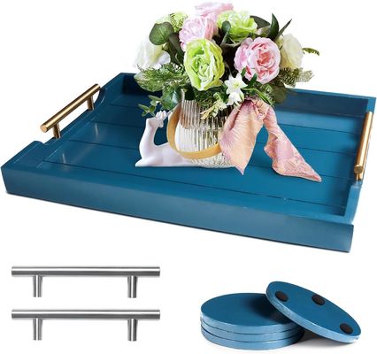 bandeja de madera de inyección de color simple o bandeja otomano personalizado grande con 4 coasters