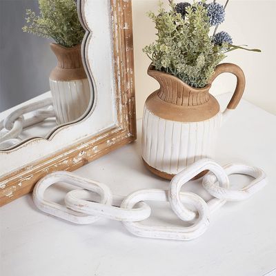 Artesanía de madera tallada a mano Ornamentos para la decoración del hogar Enlace de cadena de madera Casa de campo 5-Enlace de cadena