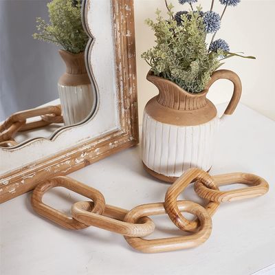 Artesanía de madera tallada a mano Ornamentos para la decoración del hogar Enlace de cadena de madera Casa de campo 5-Enlace de cadena