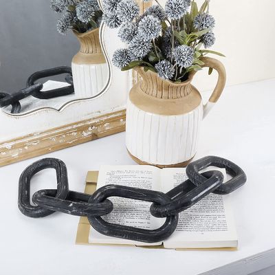 Artesanía de madera tallada a mano Ornamentos para la decoración del hogar Enlace de cadena de madera Casa de campo 5-Enlace de cadena
