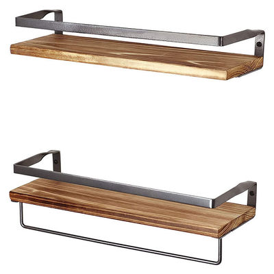 Estantes de almacenamiento montados en pared de madera ajustables para la organización de la cocina y el baño
