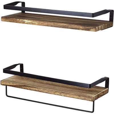 Estantes de almacenamiento montados en pared de madera ajustables para la organización de la cocina y el baño