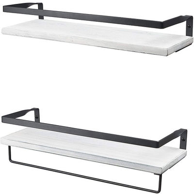 Estantes de almacenamiento montados en pared de madera ajustables para la organización de la cocina y el baño