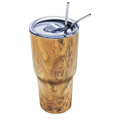 Chalapa de grano de madera 30 oz de acero inoxidable con vacío aislado para bebidas calientes y frías