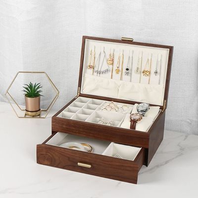 Rectángulo Pedido personalizado Brazalete de madera sólida Reloj de exhibición Joyería hecha a mano Caja de almacenamiento