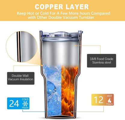 Chalapa de grano de madera 30 oz de acero inoxidable con vacío aislado para bebidas calientes y frías