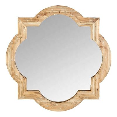 Decoración de la sala de estar de la casa de campo rústica Espejo colgante de pared de madera en Plain Colo
