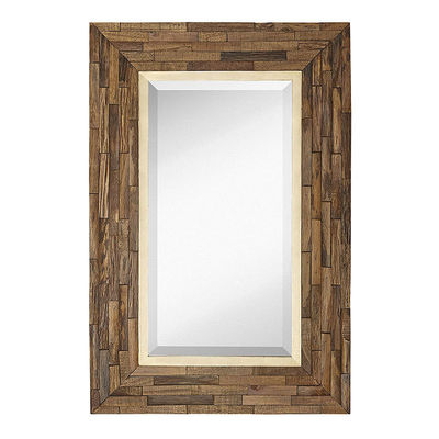 Decoración de la sala de estar de la casa de campo rústica Espejo colgante de pared de madera en Plain Colo