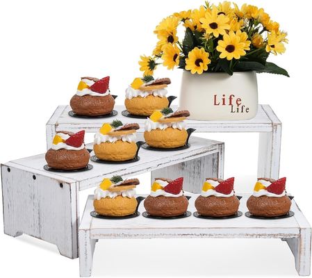 Decoración para el hogar y regalos Diseño funcional 3 niveles de madera de latón Cupcake postre Riser de visualización