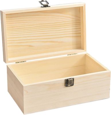 10.6 x 8 x 5.7 pulgadas Caja de almacenamiento de madera con tapa con bisagra Logotipo personalizado aceptable