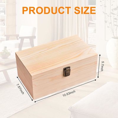 10.6 x 8 x 5.7 pulgadas Caja de almacenamiento de madera con tapa con bisagra Logotipo personalizado aceptable