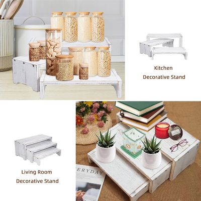 Decoración para el hogar y regalos Diseño funcional 3 niveles de madera de latón Cupcake postre Riser de visualización