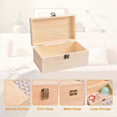 10.6 x 8 x 5.7 pulgadas Caja de almacenamiento de madera con tapa con bisagra Logotipo personalizado aceptable