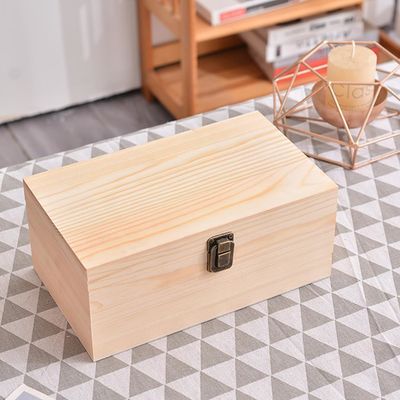 10.6 x 8 x 5.7 pulgadas Caja de almacenamiento de madera con tapa con bisagra Logotipo personalizado aceptable