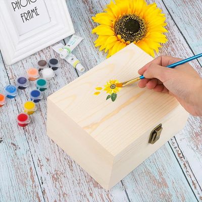 10.6 x 8 x 5.7 pulgadas Caja de almacenamiento de madera con tapa con bisagra Logotipo personalizado aceptable