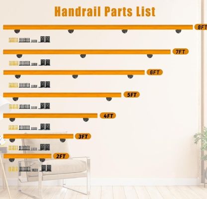 Escaleras interiores seguridad barandilla antideslizante 3 pies pinos como su petición Kit completo