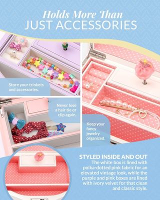 Caja de música hecha a mano para chicas y adolescentes Rectángulo organizador de joyas