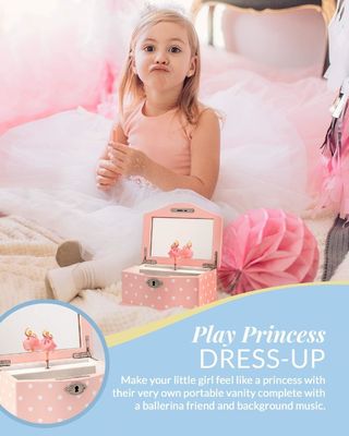 Caja de música hecha a mano para chicas y adolescentes Rectángulo organizador de joyas