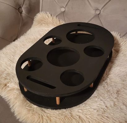 202406 Bar de sofá negro con 4 cuencos de vidrio