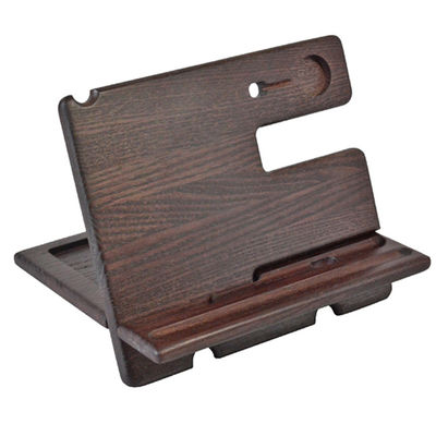 Soporte para teléfonos celulares de escritorio de madera multifuncional con impresión de logotipo personalizado
