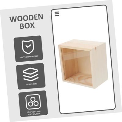 Caja de madera Accesorios de escritorio Casión de madera decorativa Tesoro de madera tapa clara pantalla pequeña