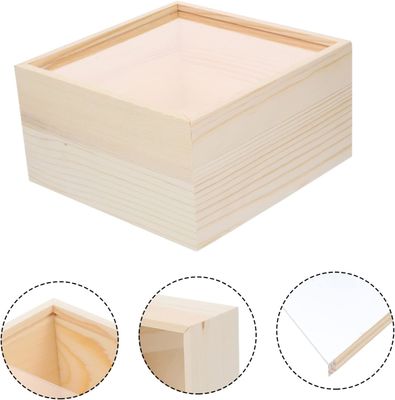 Caja de madera Accesorios de escritorio Casión de madera decorativa Tesoro de madera tapa clara pantalla pequeña