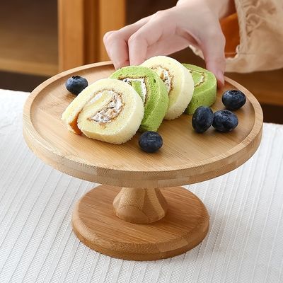 Tamaño personalizado de 3 capas Stand de pasteles de bambú para fiestas Frutas Bocadillos en bandeja OEM ODM