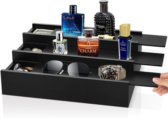 3 nivel Colonia Stand Perfume Organizador con Comp Oculto Logotipo personalizado aceptable